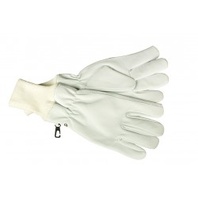 Bílé kožené rukavice, krátké s lemem S - XXL